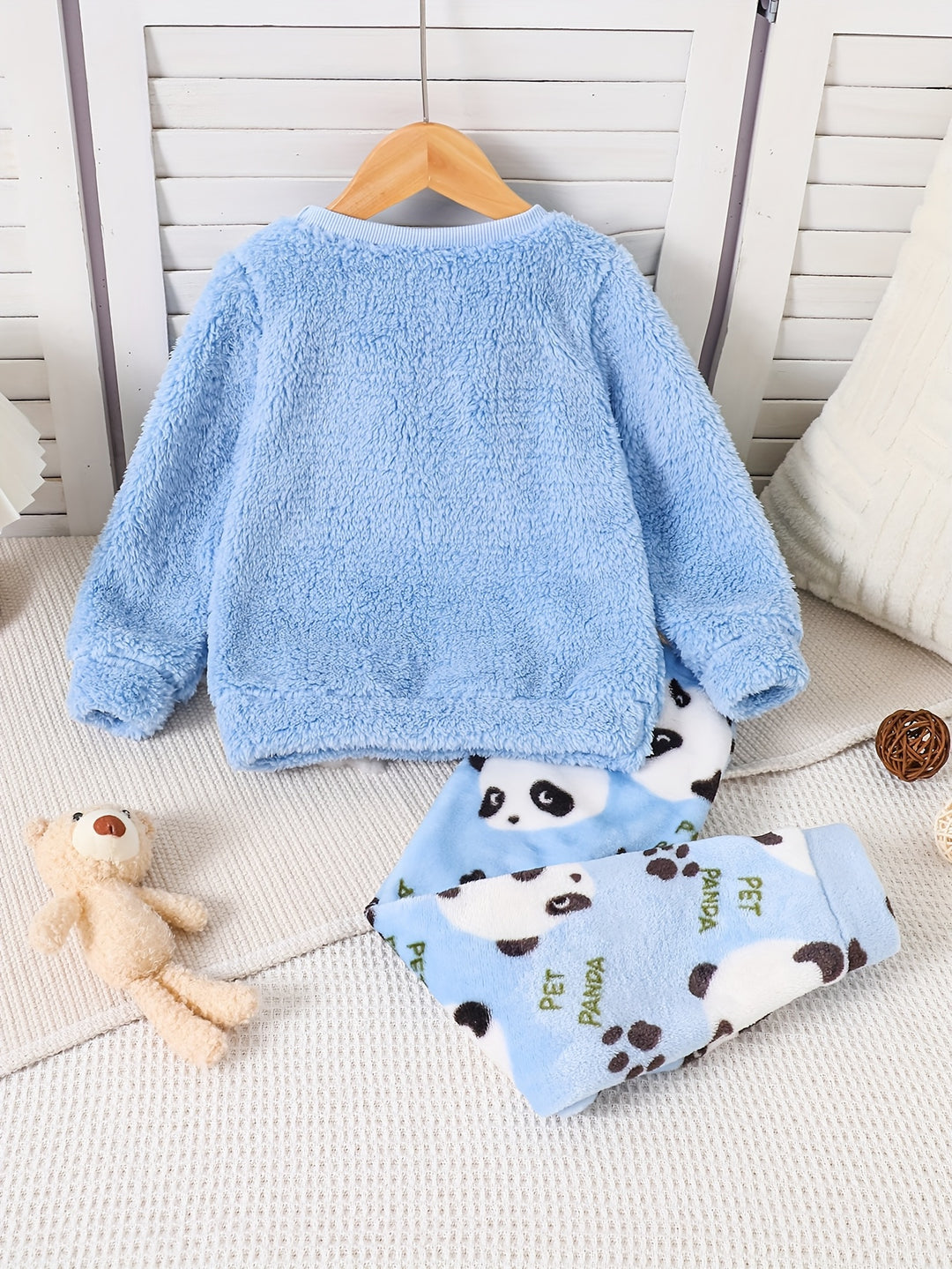 PandaNest – 2-Piece Girls Panda Fleece Pajama Set