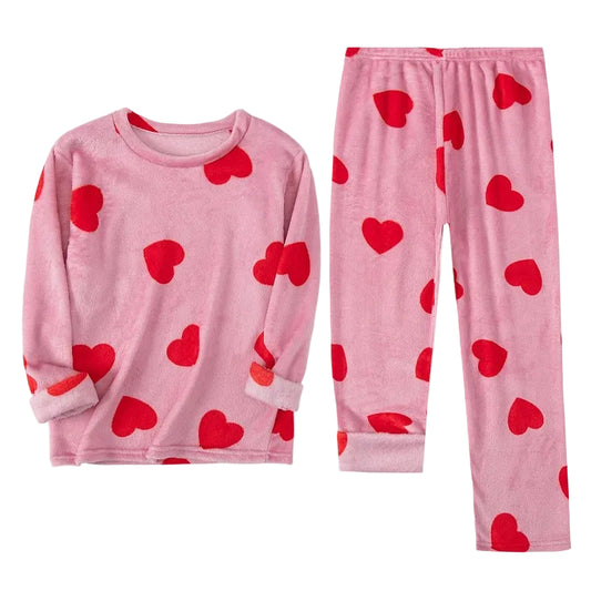 SweetHearts – 2-Piece Girls Heart Fleece Pajama Set