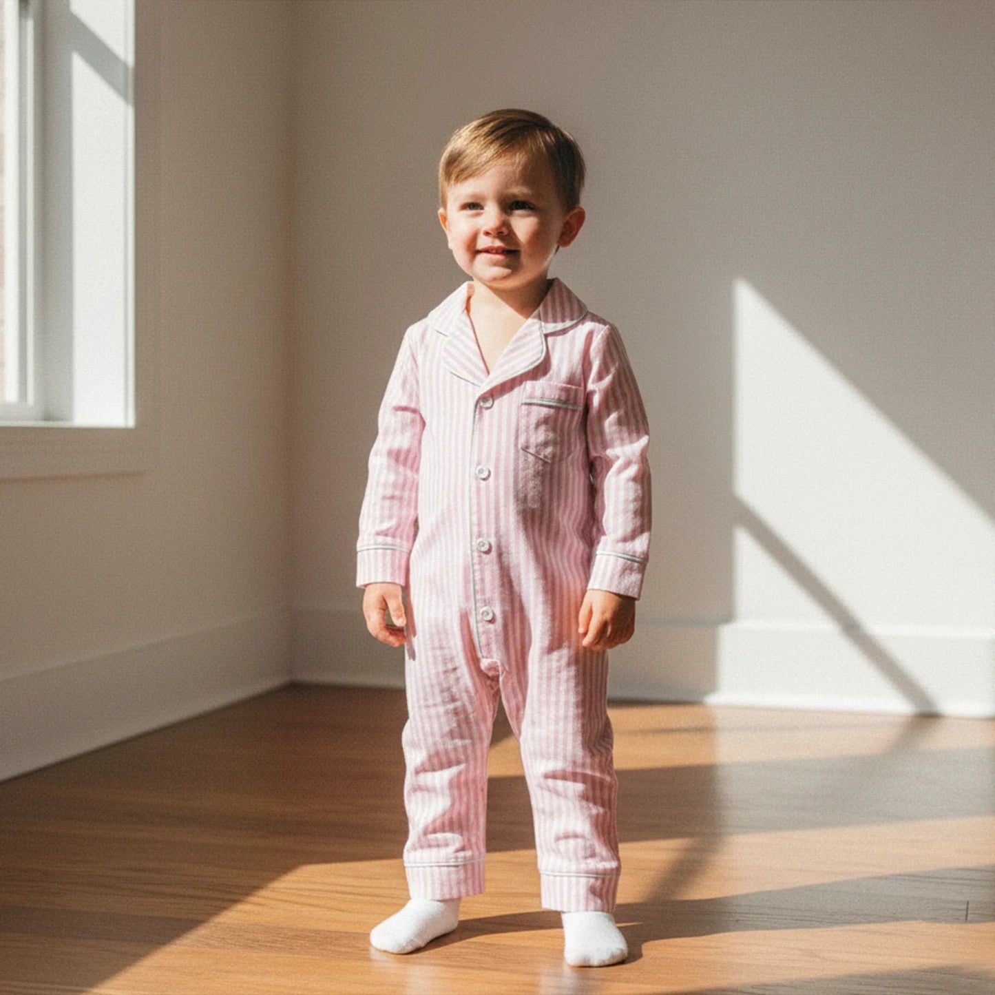 StripeSnug – Baby Striped Button Pajama Romper