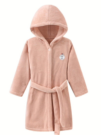 CozyCloud – Kids Hooded Flannel Bathrobe