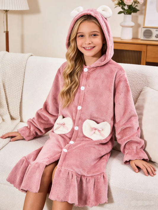 SweetHearts – Girls Hooded Heart Bathrobe