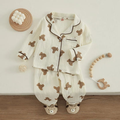 BearHaven – 2-Piece Kids Bear Cotton Pajama Set