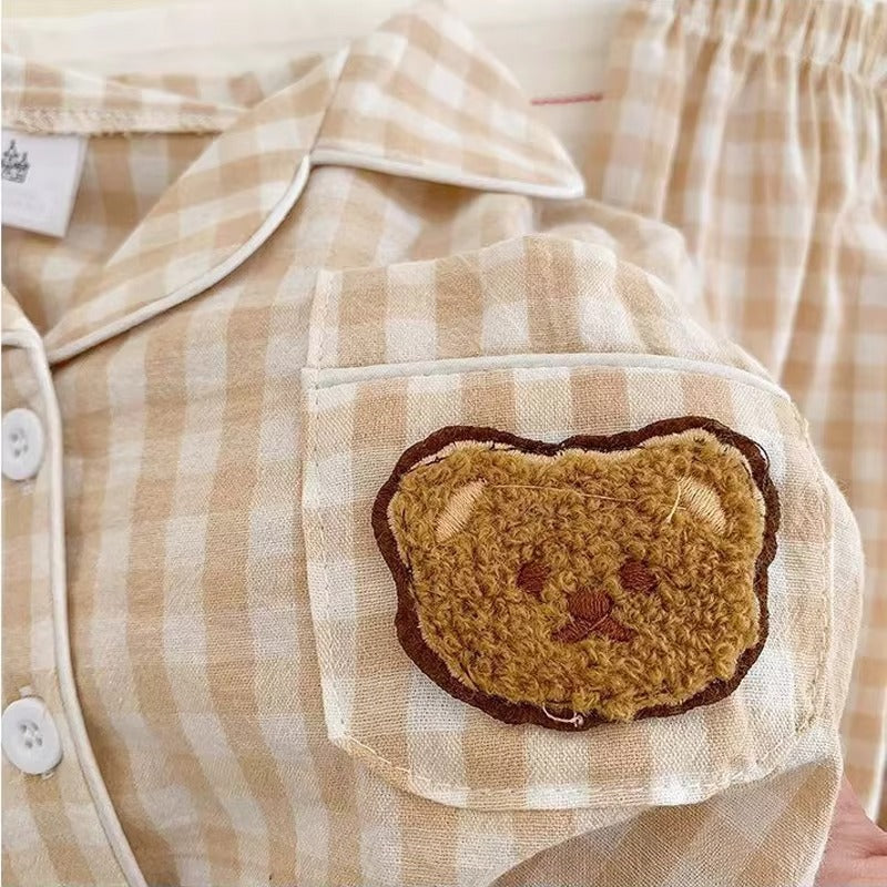 PlaidCubs – 2-Piece Kids Bear Plaid Pajama Set