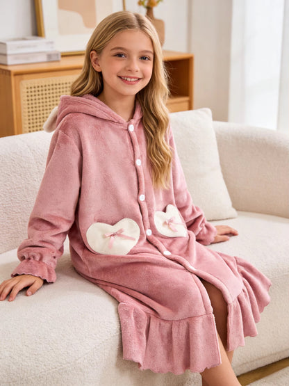 SweetHearts – Girls Hooded Heart Bathrobe