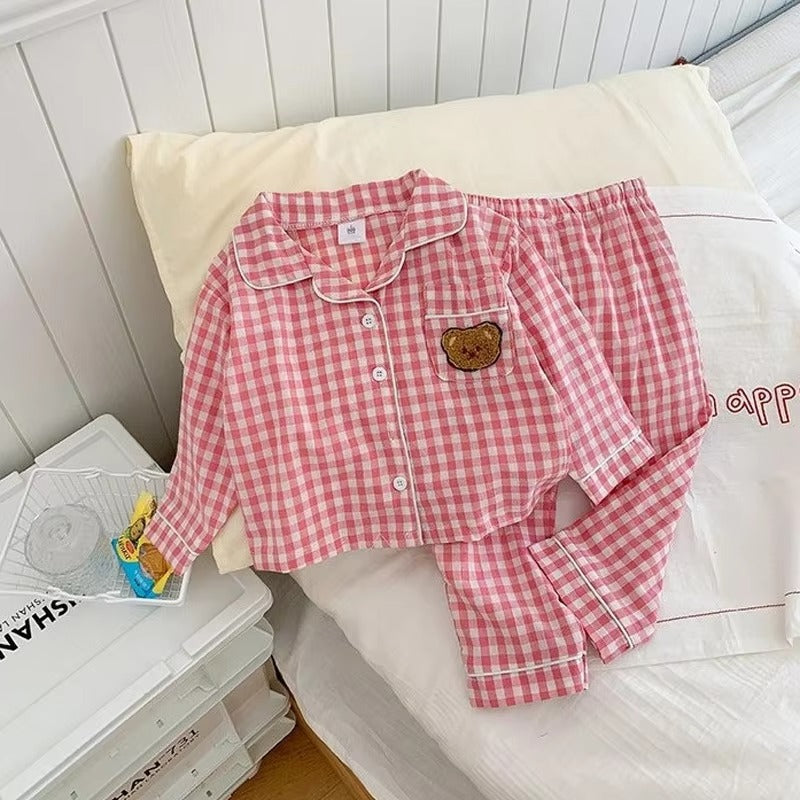 PlaidCubs – 2-Piece Kids Bear Plaid Pajama Set