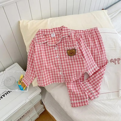 PlaidCubs – 2-Piece Kids Bear Plaid Pajama Set