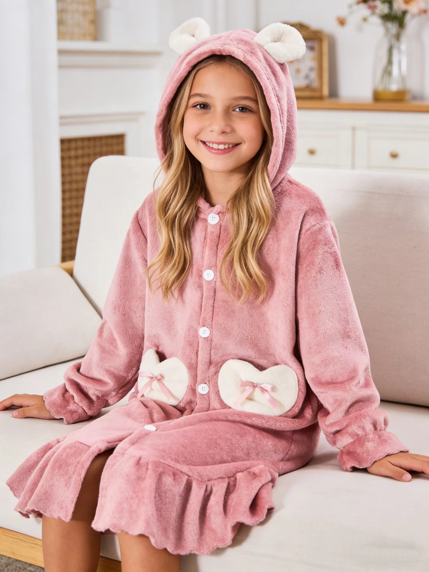 SweetHearts – Girls Hooded Heart Bathrobe