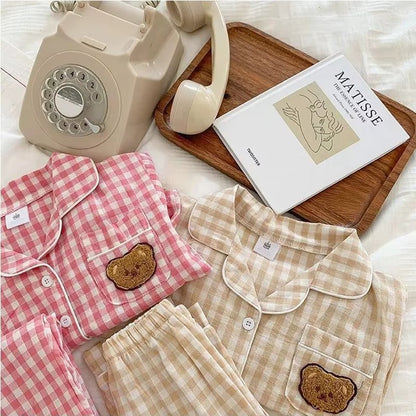 PlaidCubs – 2-Piece Kids Bear Plaid Pajama Set