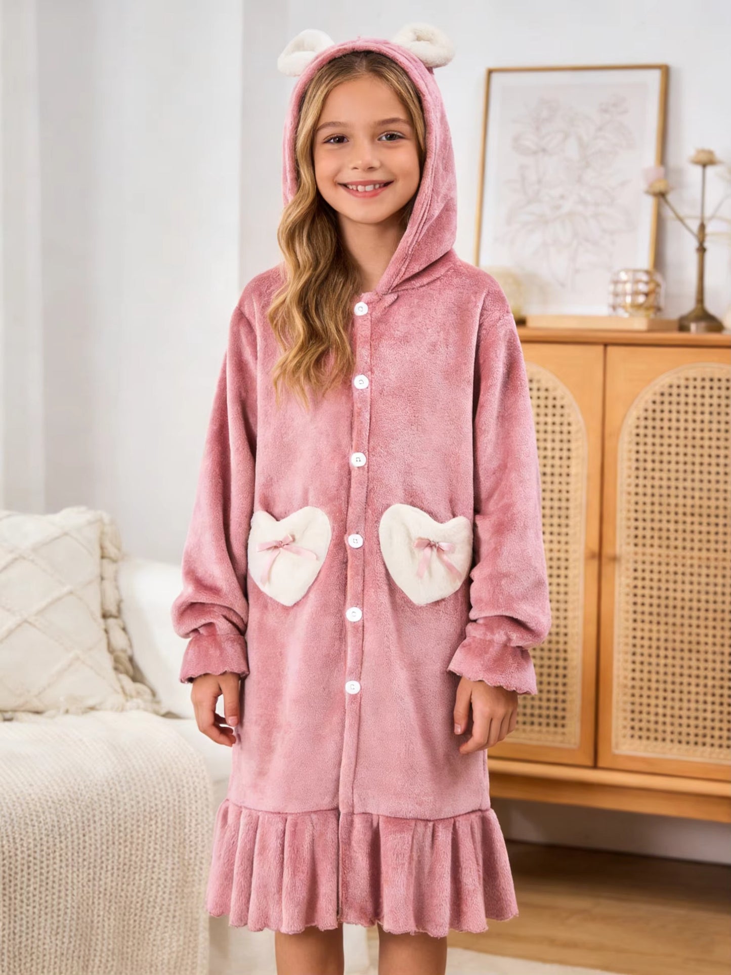 SweetHearts – Girls Hooded Heart Bathrobe