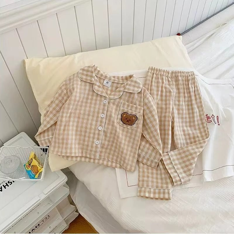 PlaidCubs – 2-Piece Kids Bear Plaid Pajama Set