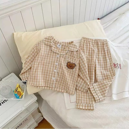 PlaidCubs – 2-Piece Kids Bear Plaid Pajama Set