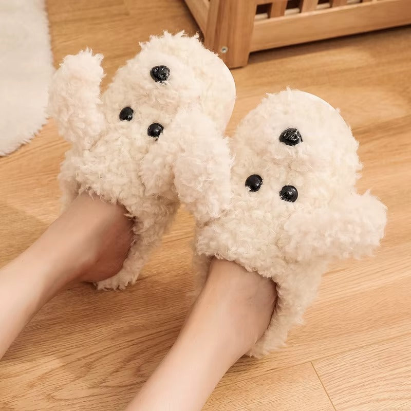 PawSnuggle – Women’s Cozy Fur Dog Slippers